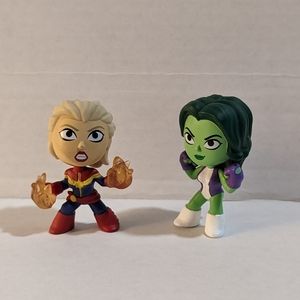 Marvel She-Hulk AND Captain Marvel 2.5" Vinyl Figure 2016 Funko Mystery Minis